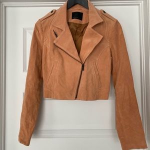 Crop leather jacket